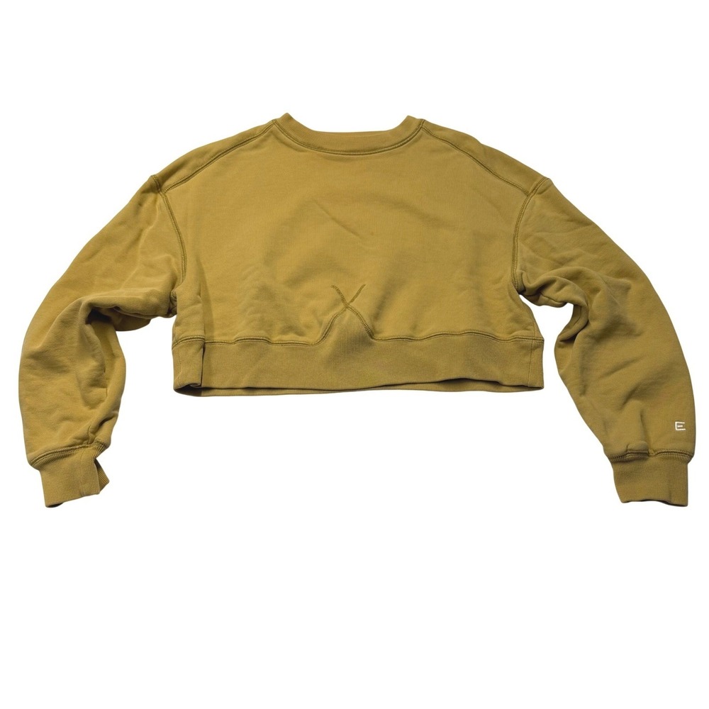 Everlane Womens Sweatshirt Cropped Crewneck Mustard Yellow Organic Cotton‎ M